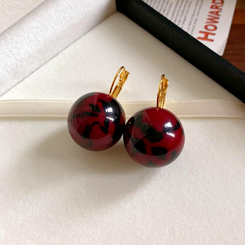 Resin Round Leopard Ear Clip Vintage Unique Earrings