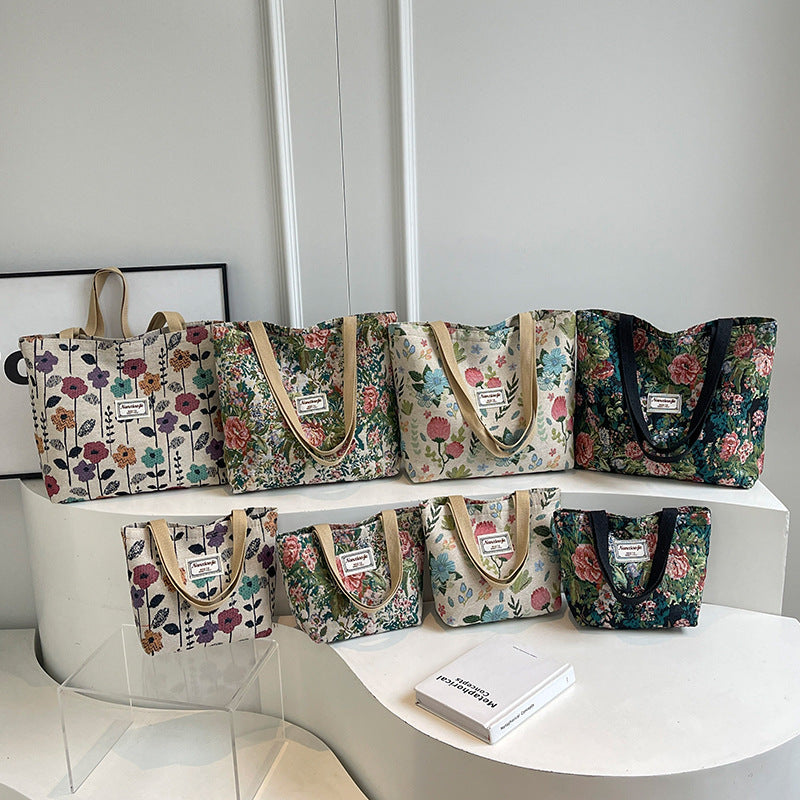 Schulterhandtasche aus Canvas mit großem Fassungsvermögen