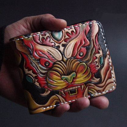 Erste Schicht Rindsleder Handgefertigte Leder Carving Brieftasche Kurze Karpfen Paar Geschenk
