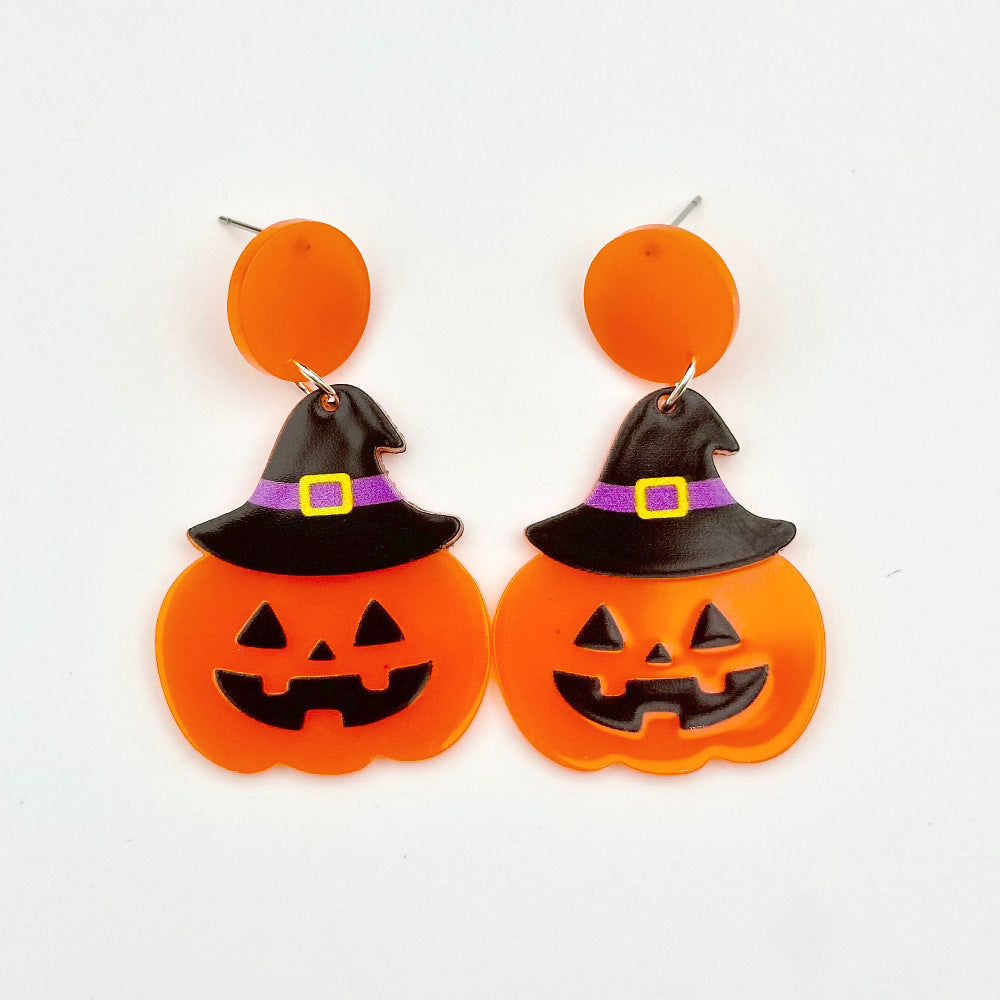 Halloween Day Ornament Colorful Ghost Eyes Funny Acrylic Earrings For Women
