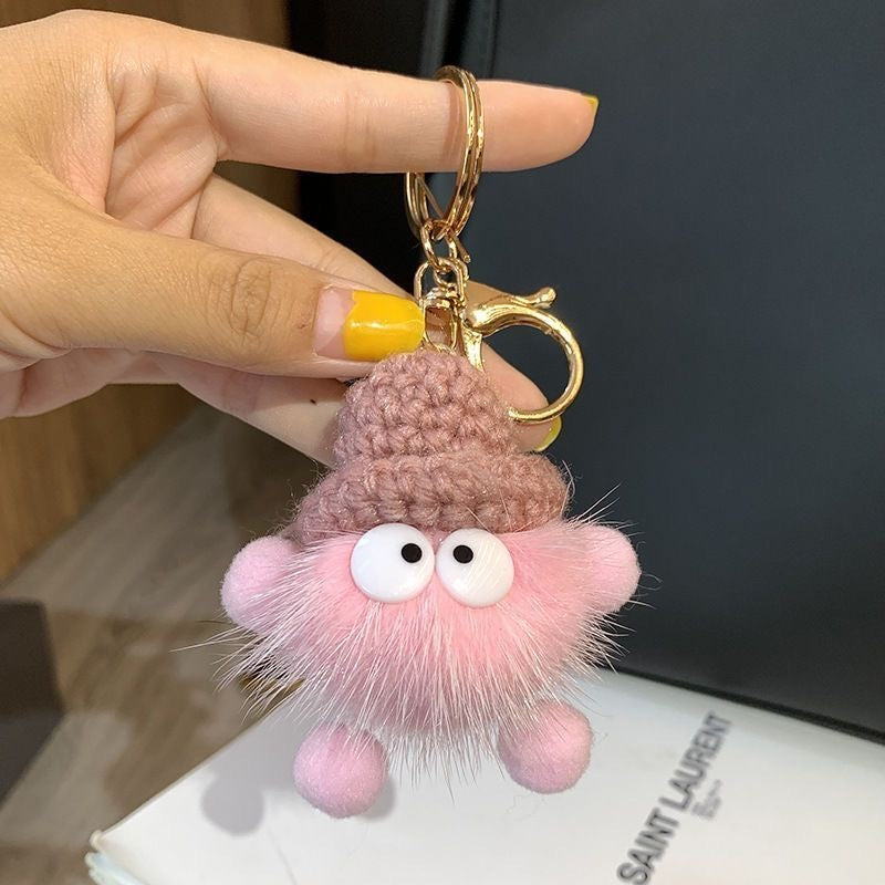 Mink Fur Coal Golf Cart Keychain Female