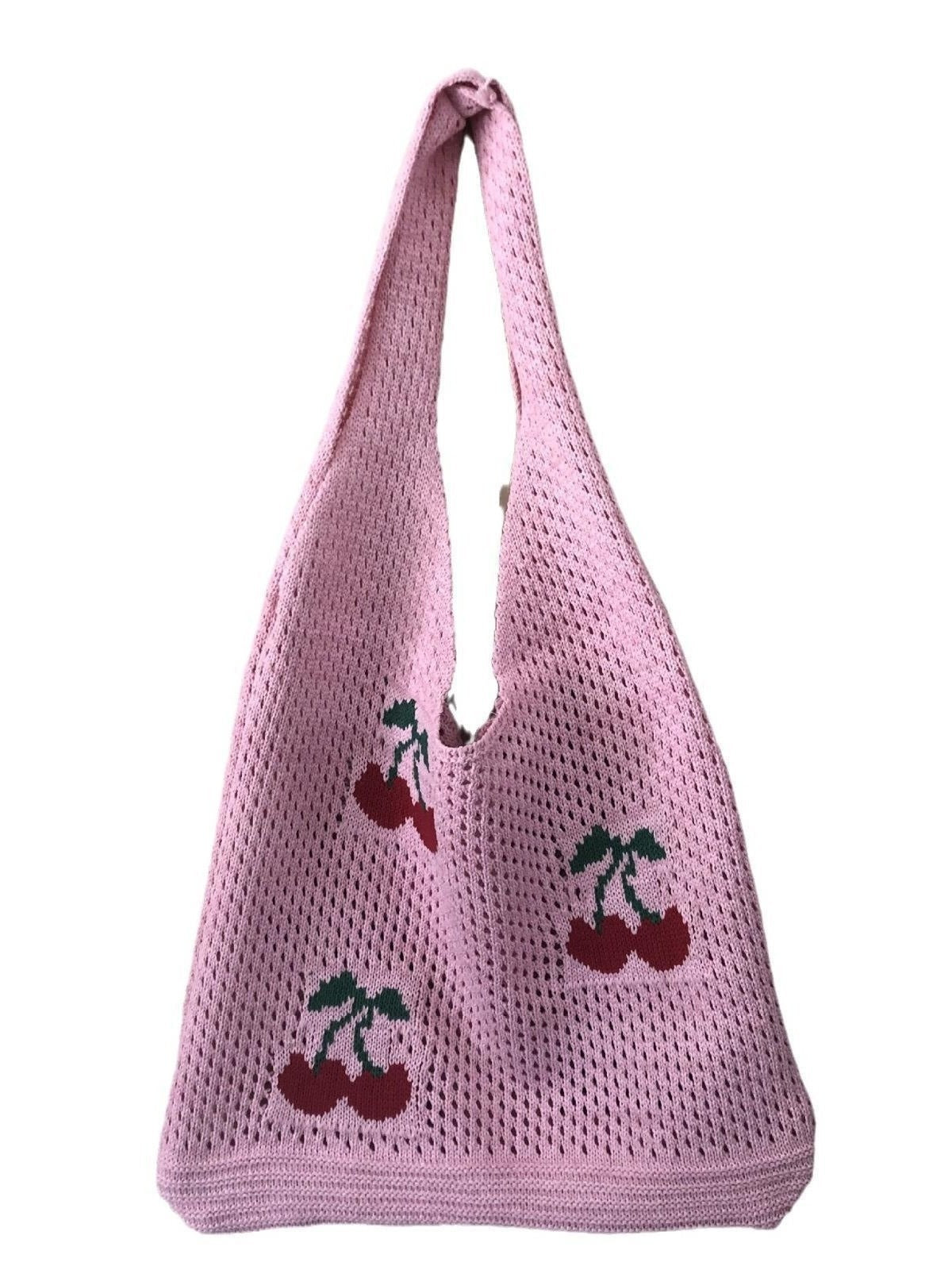 Japanese And Korean Strawberry Knitted Hollow Bag