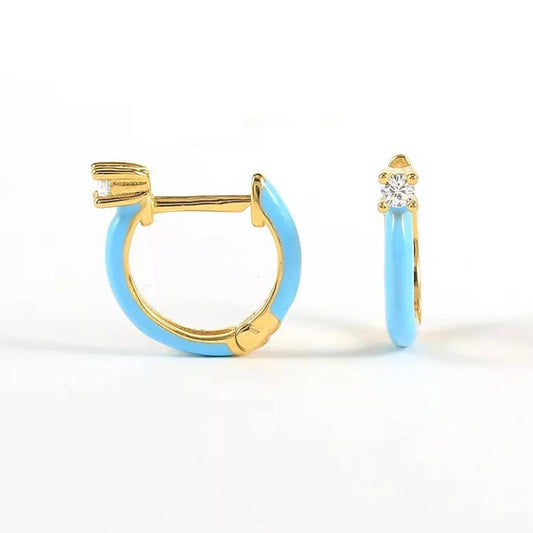 Diamond-embedded Hand-dripping Oil Stylish Simple And Versatile Creative Earrings
