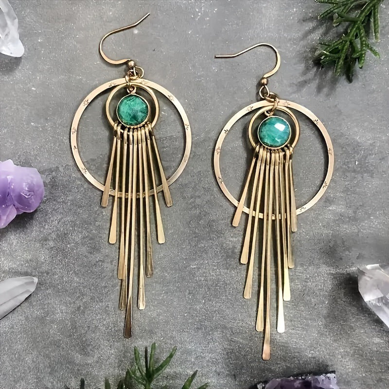 Fashion Bohemian Style High-grade Gemstone Tassel Earrings