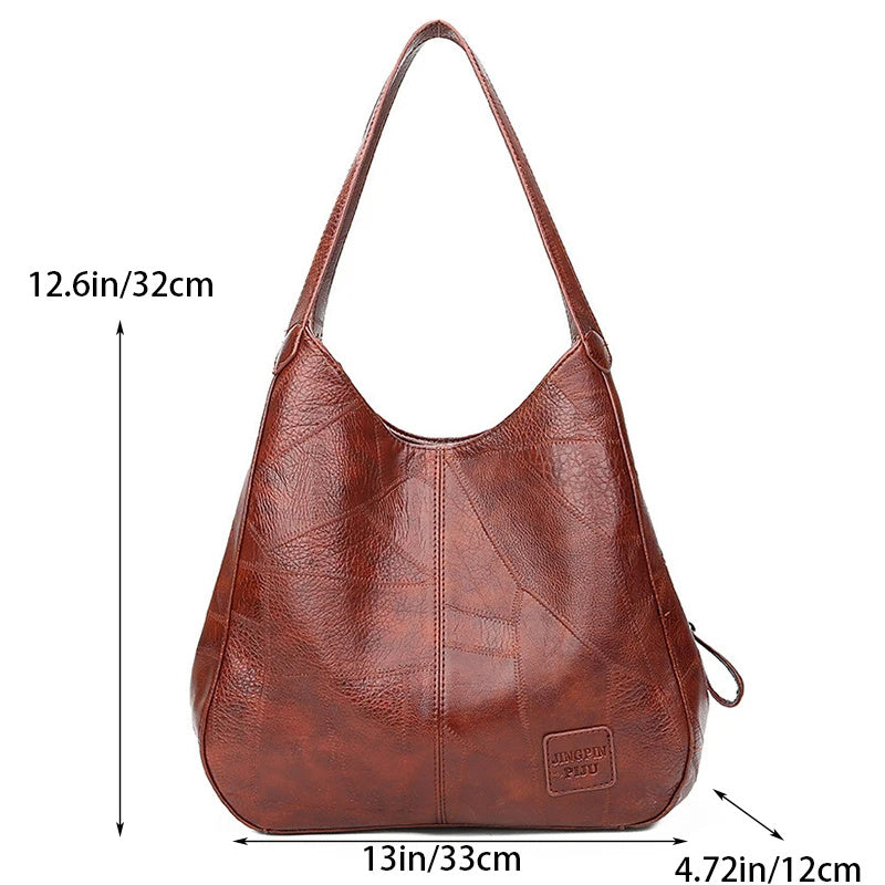 Vintage Leather Marble Grain Shoulder Bag