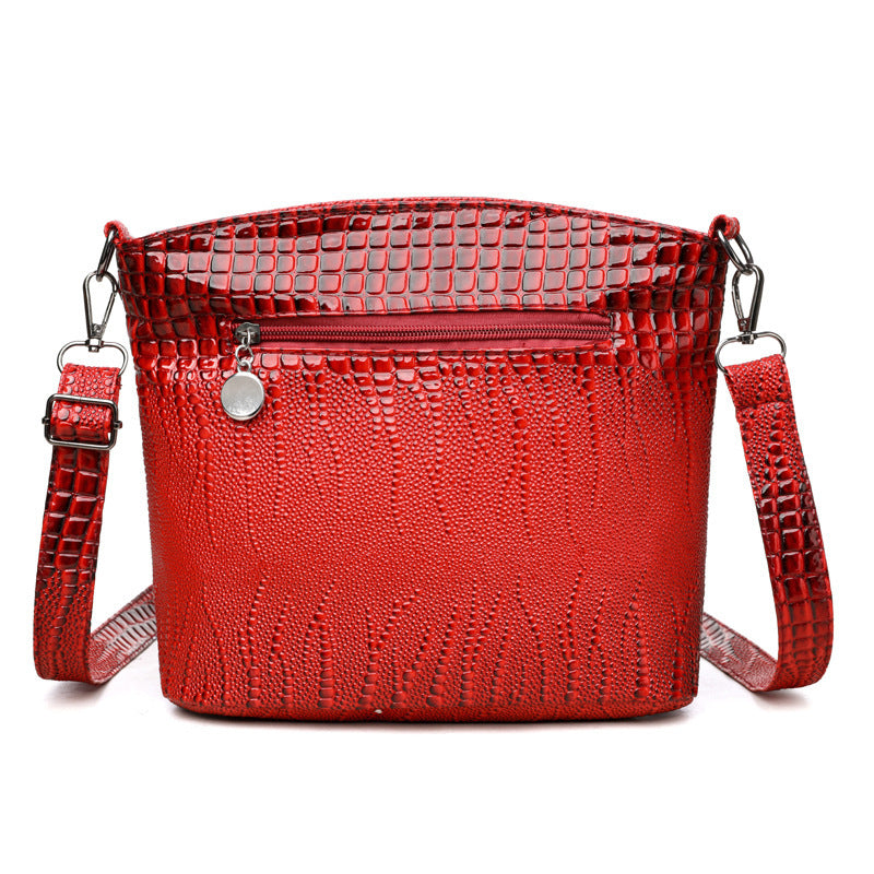 Velouria Croco Pattern Messenger Bag