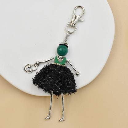 Llavero para mujer hecho a mano con colgante de bolso de dibujos animados