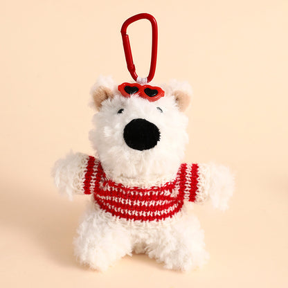 Llavero creativo de cachorro de West Highland de peluche con dibujos animados