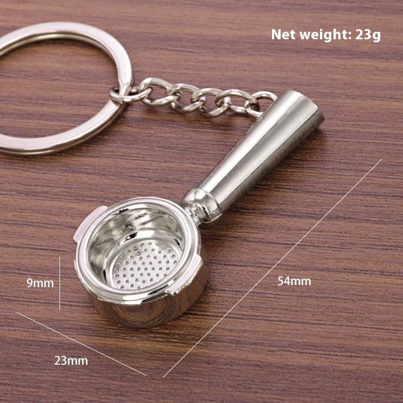 3D Coffee Keychain Metal Car Key Pendant