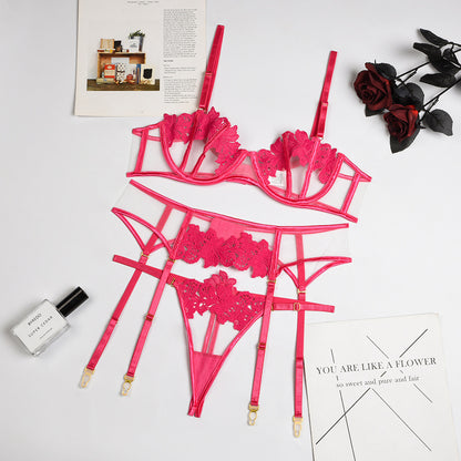 Tanga sexy con bordado de flores, lencería sexy