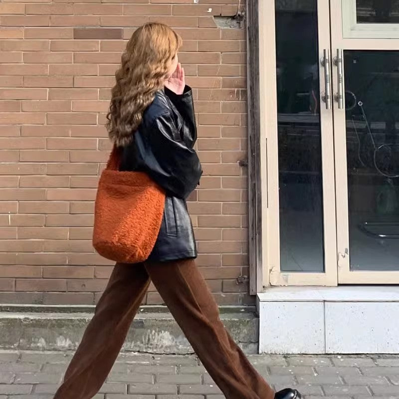 Fur Large-capacity Bucket Shoulder Bag