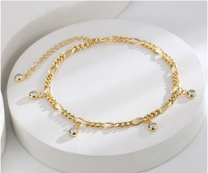 Tobillera de circonitas para mujer bañada en oro y cobre
