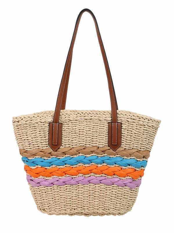 Bolso de paja de gran capacidad con cesta tejida