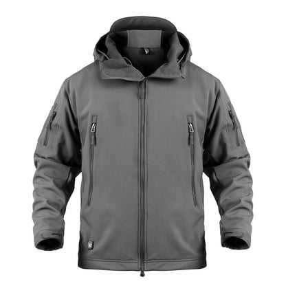 Chaqueta Soft Shell de talla grande, resistente al viento y cálida para montañismo al aire libre.
