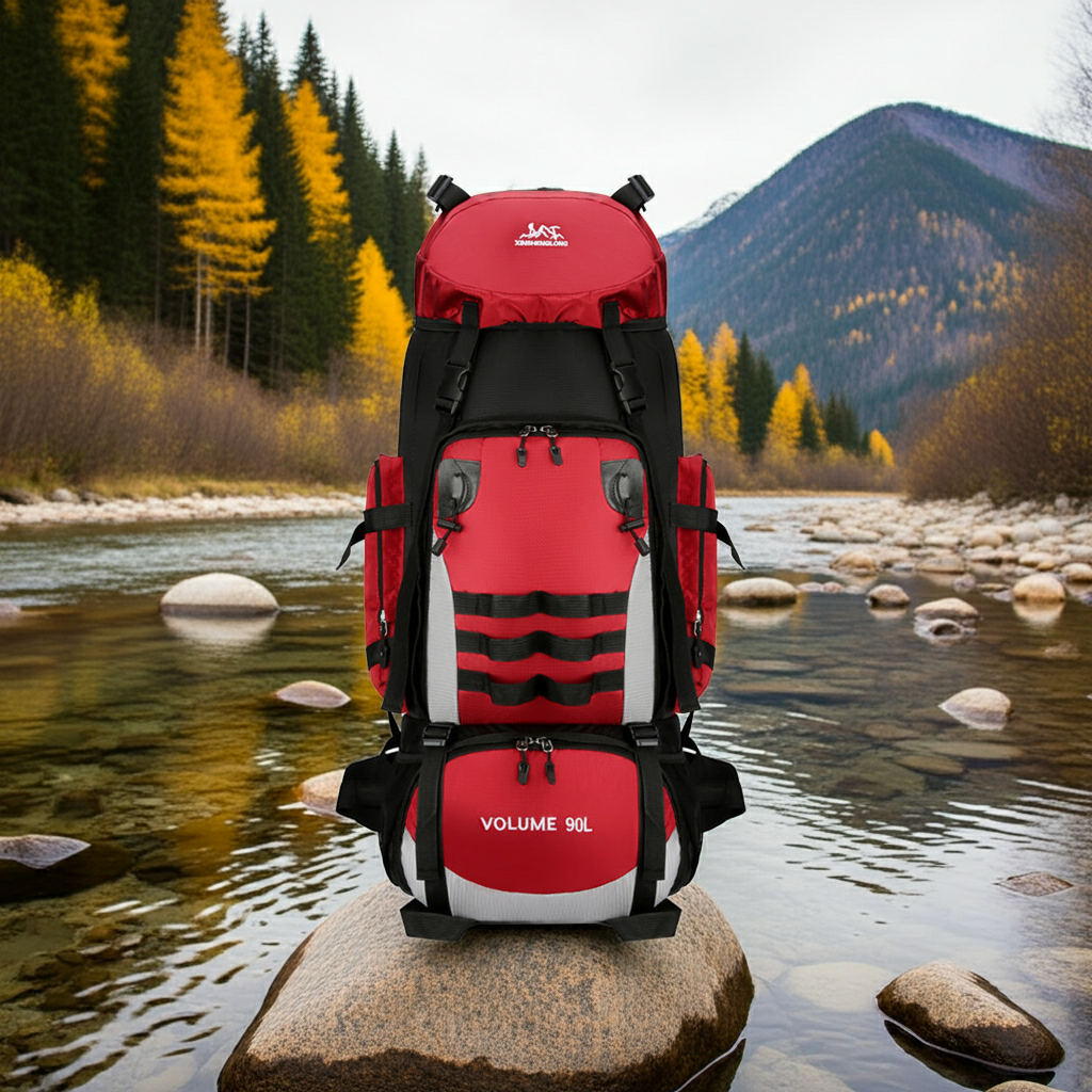 Mochila de viaje para exteriores de gran capacidad de 90 l para hombre, impermeable y duradera, con acolchado de algodón, ideal para el trabajo. 
